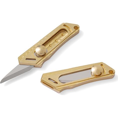 Set Mit 2 Mini-messing-schnellmessern, Tragbarem Papierschneider, Schlüsselanhänger, Mit Einziehbarer Klinge