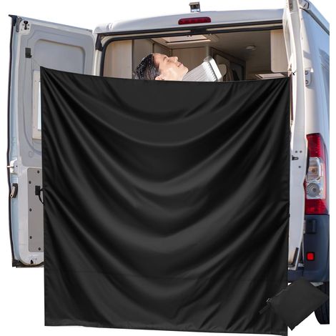Großer, Verstellbarer Duschvorhang Mit Magnethaken Für Autohecktüren, Wohnmobile Und Wohnwagen, 2,3 X 1,8 M, Schwarz