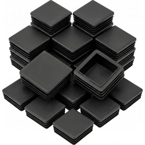 20 Lamellenstopfen 40 X 40 Mm Für Vierkantrohre, Schwarze Kunststoff-vierkantstopfen Für Rohre, Aus Polyethylen.