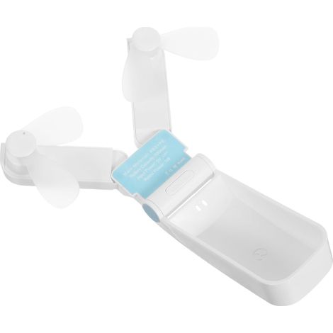 Tragbarer Und Faltbarer Usb-ventilator Mit Zwei Ventilatorköpfen Aus Leichtem Kunststoff Mit Einem 500-mah-akku, Für Reisen Und Bürogebrauch, Kompatibel Mit Damensandalen.