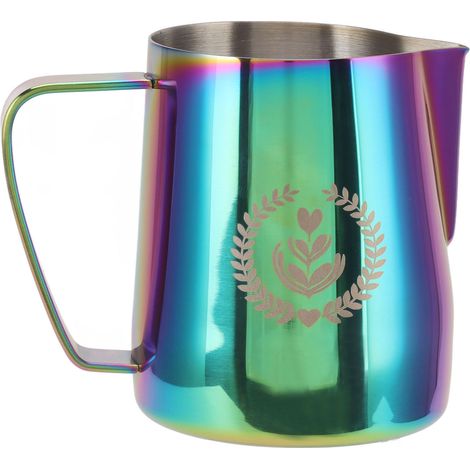 Milchaufschäumbecher, 325 Ml Fassungsvermögen, Kaffeebecher Mit Spitzer Öffnung, Korrosionsbeständiger Edelstahl 304 Mit Großem Griff Für Den Heimgebrauch (farbig)