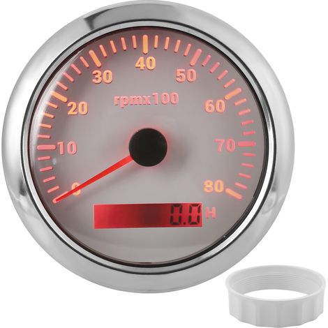 Drehzahlmesser, 85 Mm / 3,35 Zoll 0-8000 U/min Universal Digitaler Drehzahlmesser Wasserdichter Drehzahlmesser Außenbordmotor Marine Für Auto Boot Marine Wohnmobil 9-32 V (weiß).