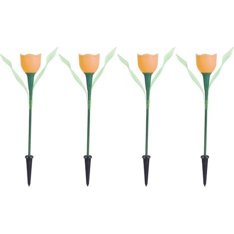 Solarbetriebene Led-tulpenblumenleuchte Für Den Außenbereich, Wasserdicht, Garten- Und Rasenbeleuchtung, 4 Stück (orange)
