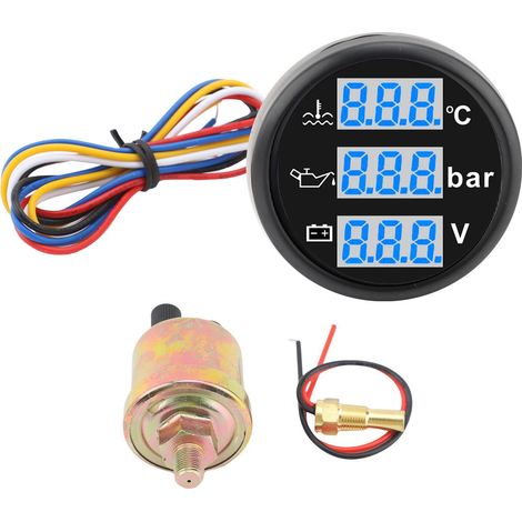 Jiawu Bootsöldruck- Und Wassertemperatur-voltmeter, Digitalanzeige, Geeignet Für Boote Und Motorräder (schwarzes Zifferblatt, Schwarze Abdeckung).