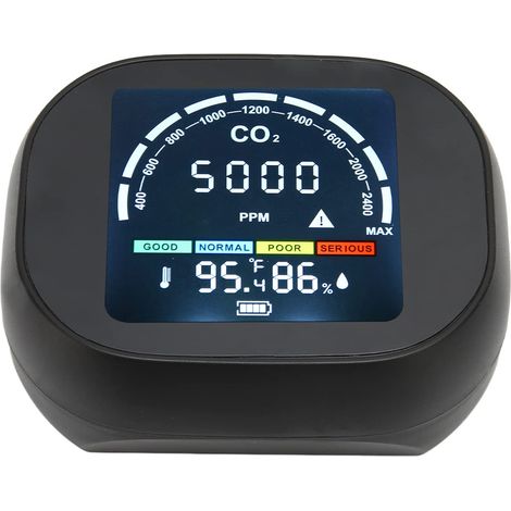 Kompaktes Infrarot-co₂-messgerät Mit Klarem Display Und Infrarot-thermometer Für Hotel, Büro Und Zuhause