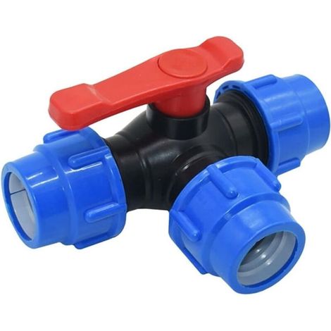 32-mm-dreiwege-kugelhahn Mit Schnellkupplung Für Pvc-/pe-rohre, Inklusive Schnellschalter Und T-stück (größe: 32 Mm) – Aimoonsa
