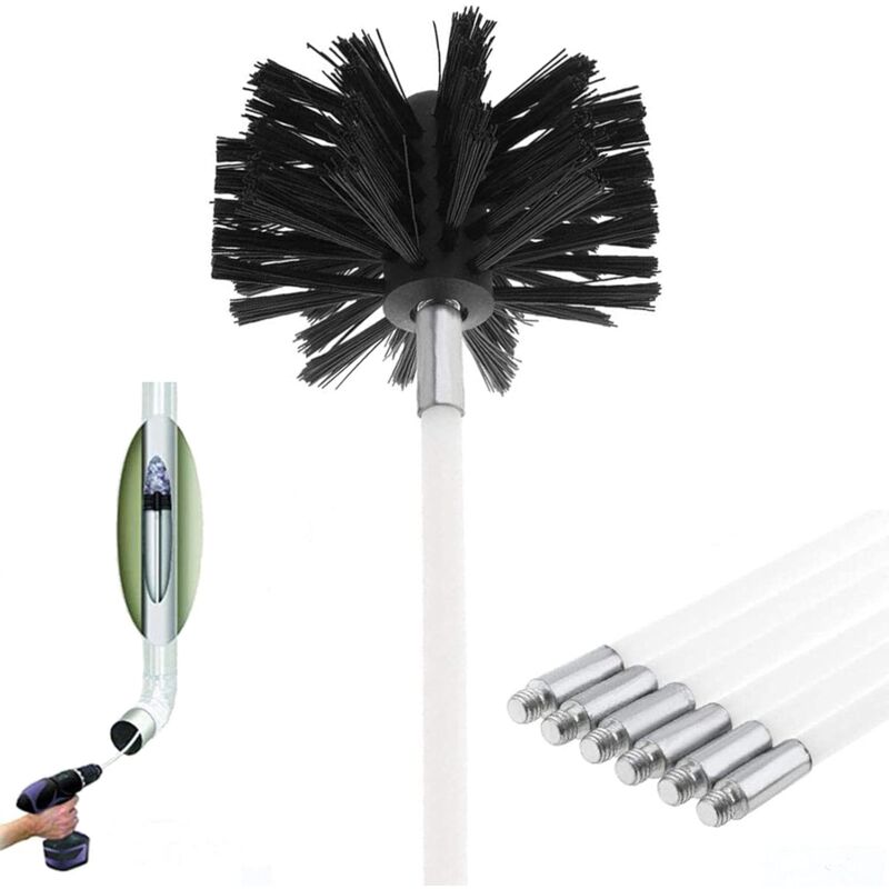 – 9-teiliges Kaminreinigungsset – Nylonbürste Und 410 Mm Lange Flexible Stangen – Für Pelletöfen Und Abgasrohre – Wiederverwendbar Und Ausziehbar