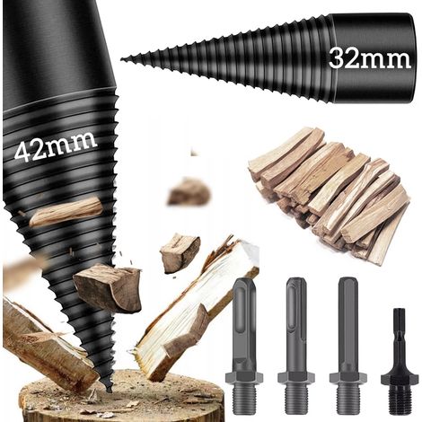 – Abnehmbarer Holzspalterbohrer – 6er-set – Kohlenstoffstahl – 32 Mm Und 42 Mm Kegel – Inklusive Aufbewahrungsbox