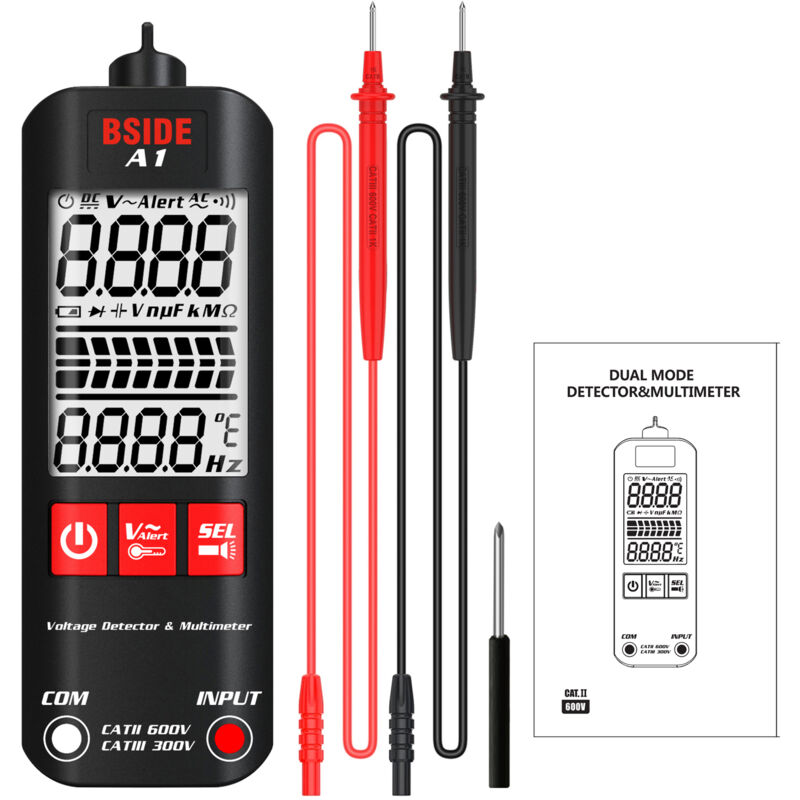 A1 Smart Digital-multimeter Mini-spannungsprüfer Mit Berührungsloser Anzeige, Einstellbarer Empfindlichkeit, Automatischer Spannungs-, Durchgangs-, Widerstands- Und Frequenzmessung, Inklusive Koffer U