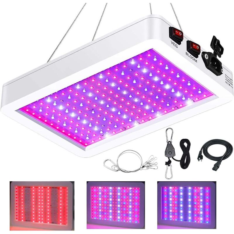 – 1000-w-vollspektrum-led-pflanzenlampe – 216 Leds – Wachstums-/blütemodus – Ip65 Wasserdicht – Kabel Für Gewächshäuser Und Zimmerpflanzen – Bw1000
