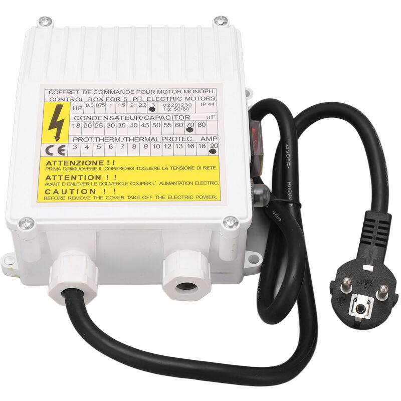 – Steuerkasten Für 3,0 Ps Tauchpumpe – 2,2 Kw Leistung – 70 Μf Kapazität – Integrierter Thermoschutzschalter – Robustes Abs-material