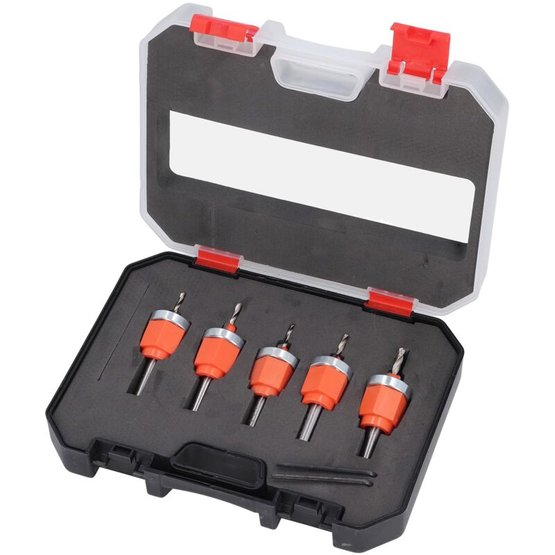 5-teiliges Senkbohrer-set Mit Einstellbarem Tiefenanschlag, Effizienter Spanabfuhr, Kegelbohrer Mit 2,8, 3, 3,2, 3,5 Und 4 Mm Durchmesser, Inklusive Schraubenschlüssel Für Holz, Metall Und Kunststoff