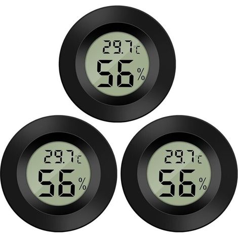Aimoonsa 3er-pack Digitales Lcd-hygrometer-thermometer Zur Feuchtigkeitsmessung Für Luftbefeuchter Und Luftentfeuchter In Gewächshäusern, Kellern Und Babyzimmern