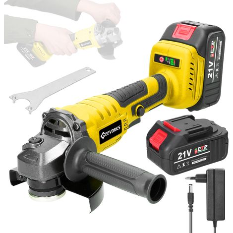 – 21-v-akku-winkelschleifer – Bürstenloser Motor – 2 X 1300-mah-akkus – Zum Schneiden Von Keramik, Holz, Stein Und Metall