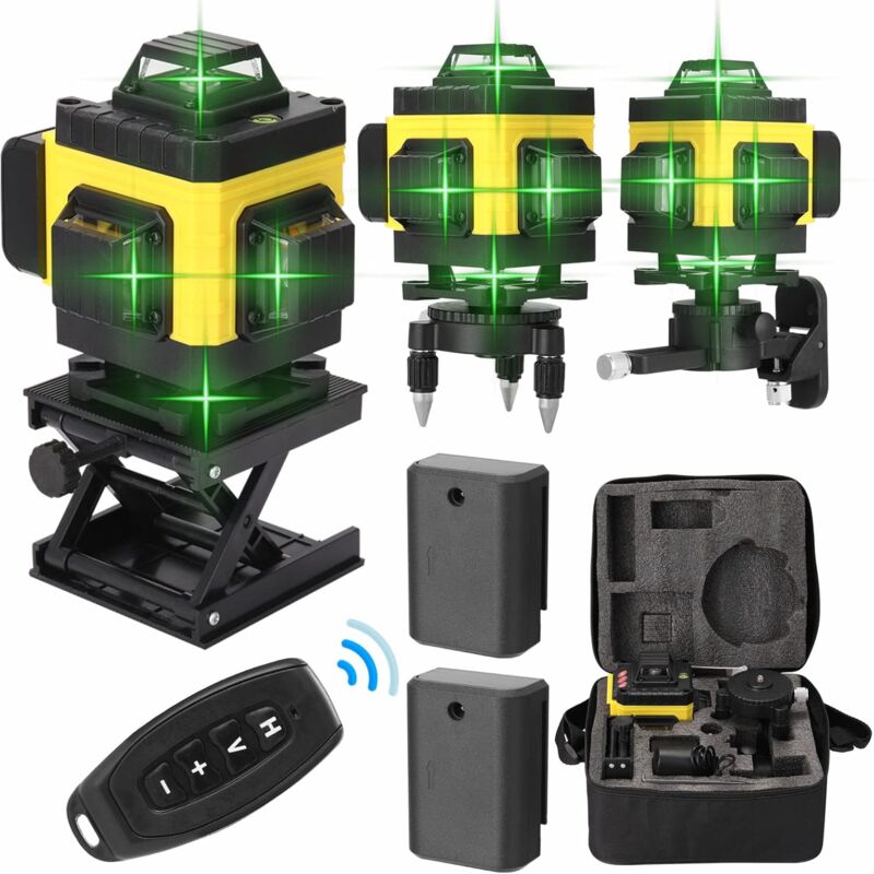 – 360° 4d-grünlaser Mit Selbstnivellierung – 16 Linien – 2 X 1200 Mah Akkus – Genauigkeit ±0,2 Mm/10 M – Arbeitsabstand 25 M