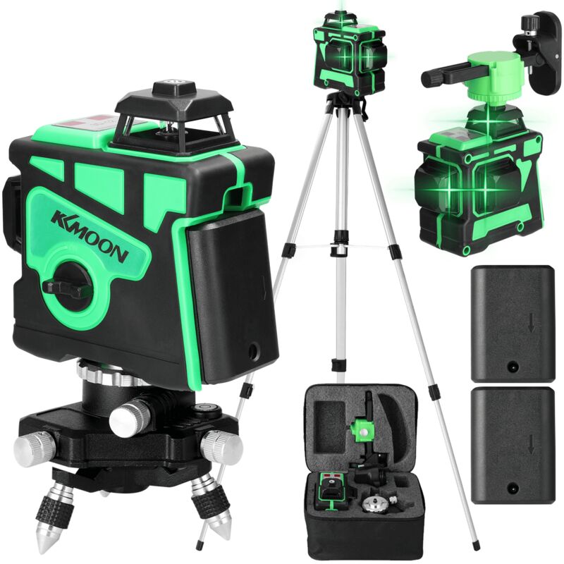 – 360°-grünlaser-nivelliergerät Mit 12 Selbstnivellierungslinien – 30 M Reichweite – ± 0,2 Mm/m Genauigkeit – Wasser- Und Staubdicht – 2 X 2400-mah-batterien Im Lieferumfang Enthalten