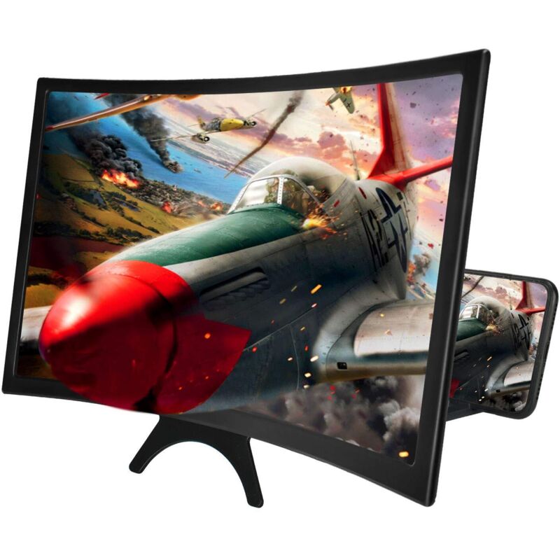 Aimoonsa – 12-zoll-bildschirmvergrößerungsgerät Mit Gebogenem Display – 3d-hd-verstärker – 2- Bis 4-fache Vergrößerung – Leicht Und Tragbar – Für Alle Smartphones