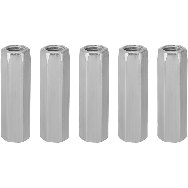 – Lange Sechskantmutter Aus Kohlenstoffstahl M10 – 5er-pack – Verzinkt Für Korrosionsbeständigkeit – Abmessungen M10 X 40/50 Mm – M1050
