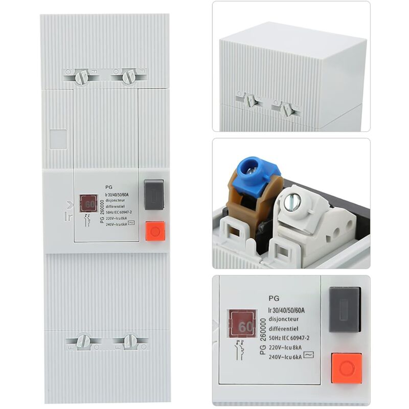 – 30–60 A 2p Zweipoliger Leitungsschutzschalter – 50 Hz/60 Hz Wechselstromschutzschalter – 8 Ka Abschaltvermögen – Schnelle Din-schienenmontage – Lebensdauer 30–60 A