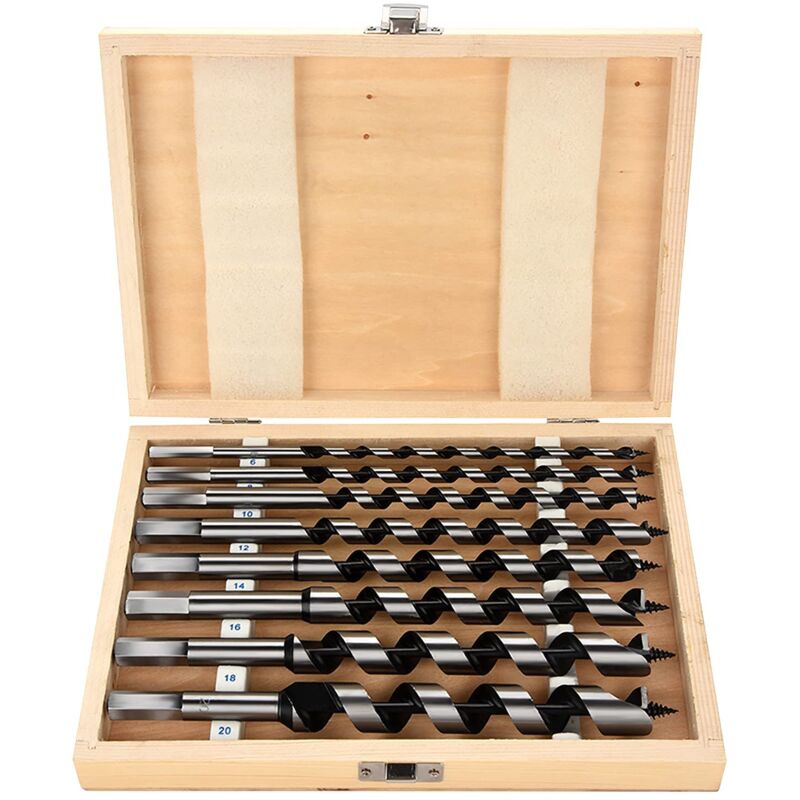 – Set Mit 8 Sechskantbohrern (6–20 Mm) – Kohlenstoffstahl Für Hartholz – Kompatibel Mit Sechskantfutter – Inklusive Aufbewahrungskoffer