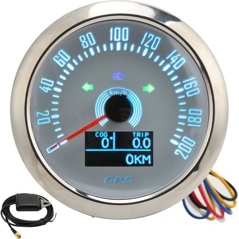 Dilwe Gps Geschwindigkeitsmesser Marine Geschwindigkeitsmesser Gps Gauge 85 Mm 0-200 Km/h Mit 7 Farben Hintergrundbeleuchtung Oled-bildschirm Für Boote Wohnmobile Yachten Maschinenbau (weiss).