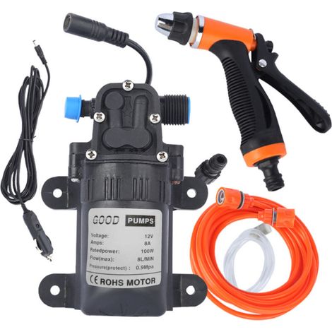 – 12v 100w Elektrischer Hochdruckreiniger – Maximaler Druck 0,9 Mpa – Fördermenge 8 L/min – 3 M Kabel – Für Autowäsche Und Bodenreinigung