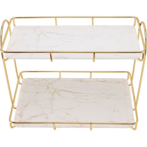 Badezimmerregal, Zweistöckig, Gold-weiß, Organizer Für Parfüm Und Kosmetik, Größe S