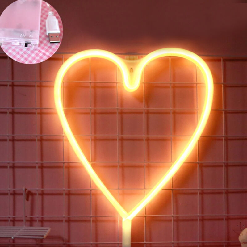 Ledneon Light Usb/batteriebetriebene Neon-dekorationsleuchten Wanddekoration Für Weihnachten, Thanksgiving, Geburtstagsfeier, Hochzeit, Kinderzimmer, Babyzimmer, Bar (herzförmig - Weiß).