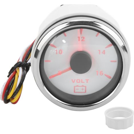 Aqxreight Spannungsmesser Für Boote Und Wohnmobile, 52 Mm, 8-16 V Zeiger, 7-farbige Hintergrundbeleuchtung, Ip67 Wasserdichtes Voltmeter 9-32 V (weiß).