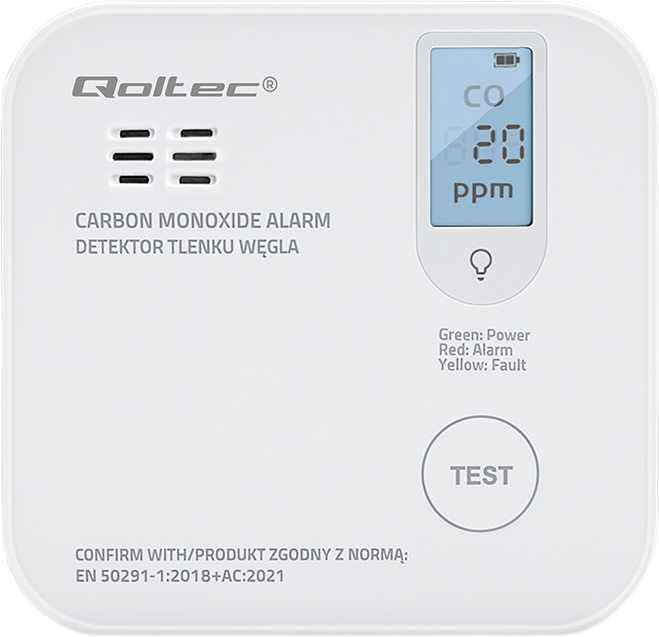 Qoltec Drahtloser Kohlenmonoxidsensor 85db Led (5901878525778)