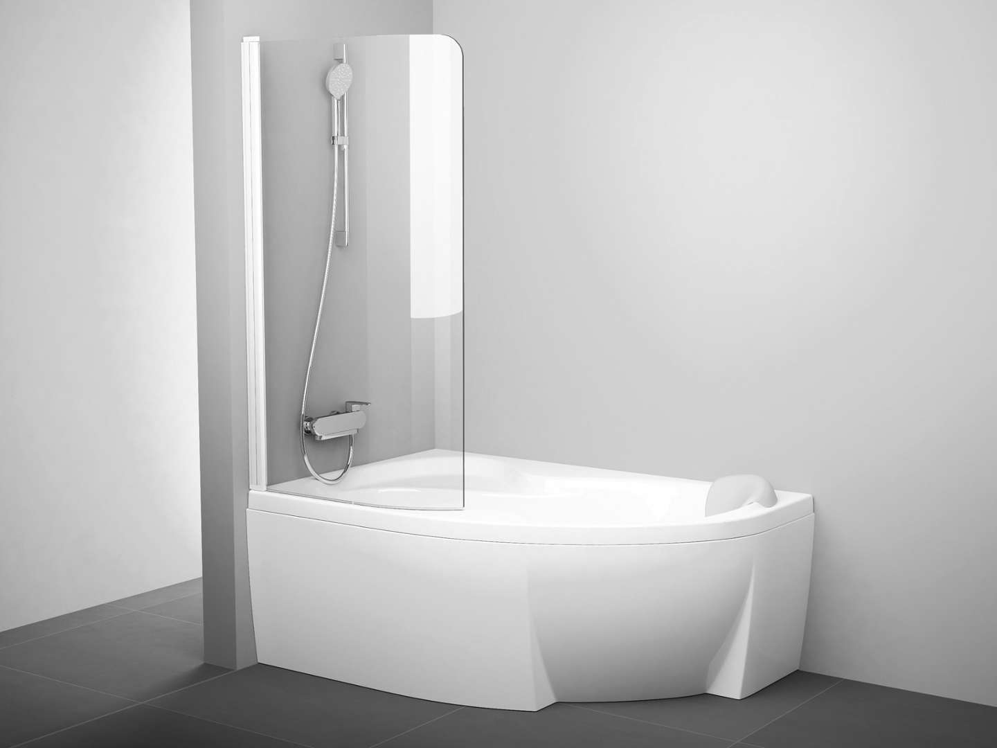 Ravak Rosa - Badewannenabtrennung Cvsk1-140/150 L, 85 X 150 Cm, Mattweiß/klarglas 7qlm0e00y1