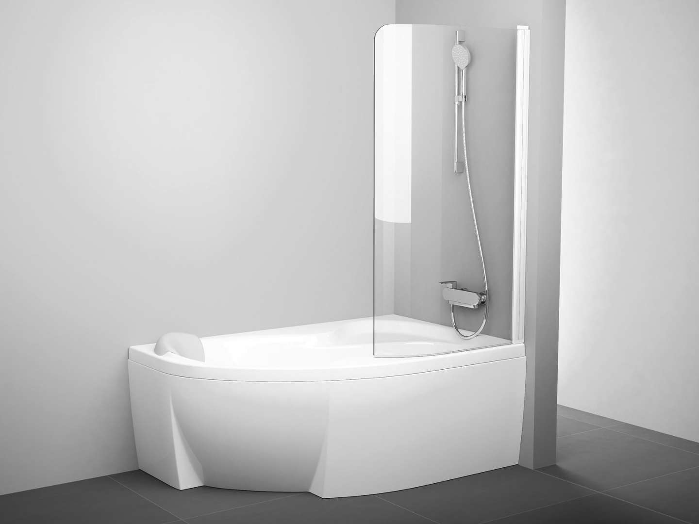 Ravak Rosa - Badewannenabtrennung Cvsk1-160/170 P, 100 X 150 Cm, Mattweiß/klarglas 7qrs0e00y1