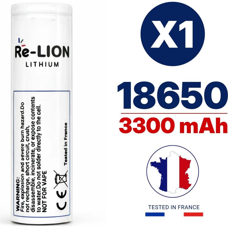 18650 Lithium-ionen-akku – 3300 Mah / 6 A, Generalüberholt, Geprüft Und Zertifiziert In Frankreich. Wiederaufladbarer Akku Mit Hoher Kapazität.