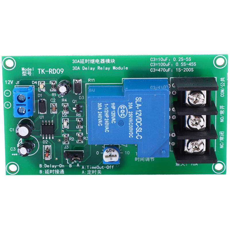 30a Dc 12v Verzögerungssynchronisationsrelaismodul Mit Ne555 Chip Für Präzise Zeitsteuerung.