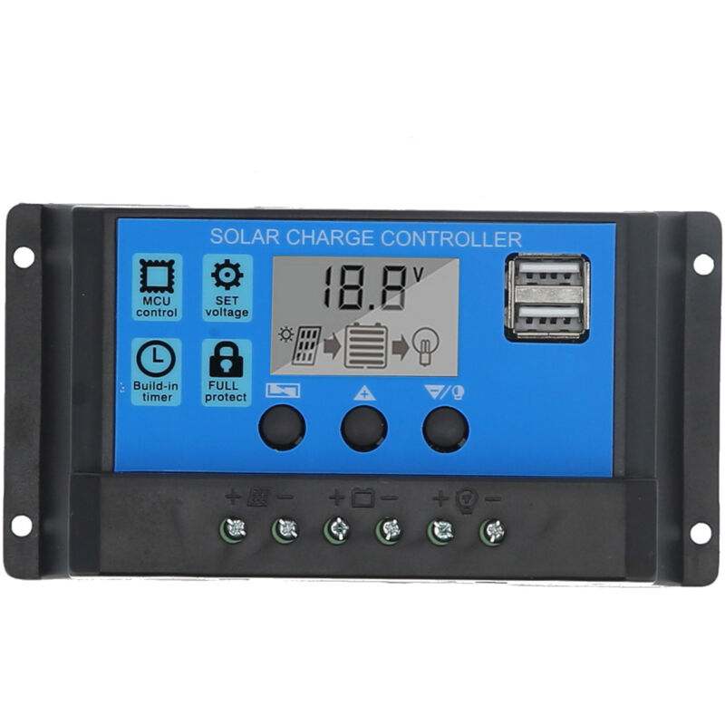 10a 12v 24v 2-kanal Mos-solarladeregler, Solarmodulregler, 3-stufiger Pwm-batterieregler