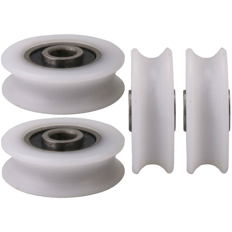 Crea 4 Stück 4x20x6,5x7,4 Mm Weiße U-nut-nylon-rolle Mit 4 Mm Innendurchmesser Für Schiebetüren