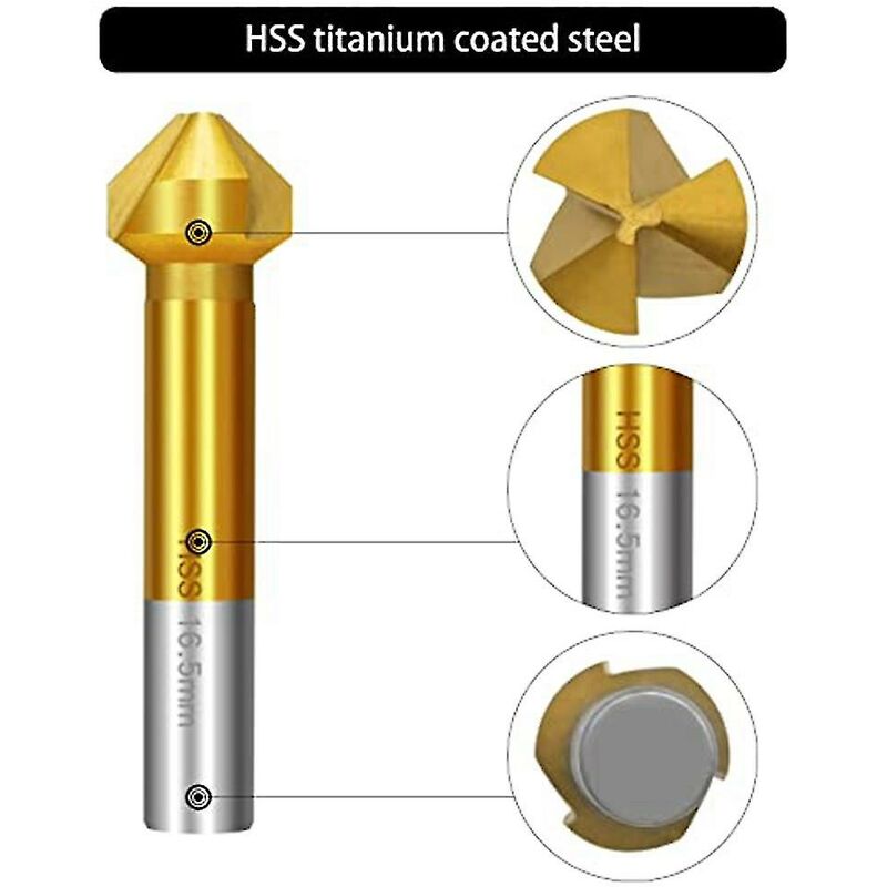 Crea 6-teiliges Senker-set 90° Hss, Titan 6,3–20,5 Mm Senkbohrer Mit 1 Automatischen