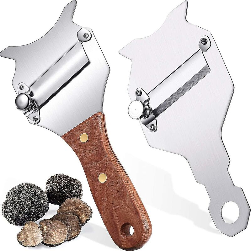 Crea 2-teiliger Trüffelschneider Mit Verstellbarer Klinge, Griff Aus Rosenholz, Edelstahl, Für Käse, Schokolade, Trüffel Und Zum Rasiermesserscharfen Schneiden Von Trüffeln.