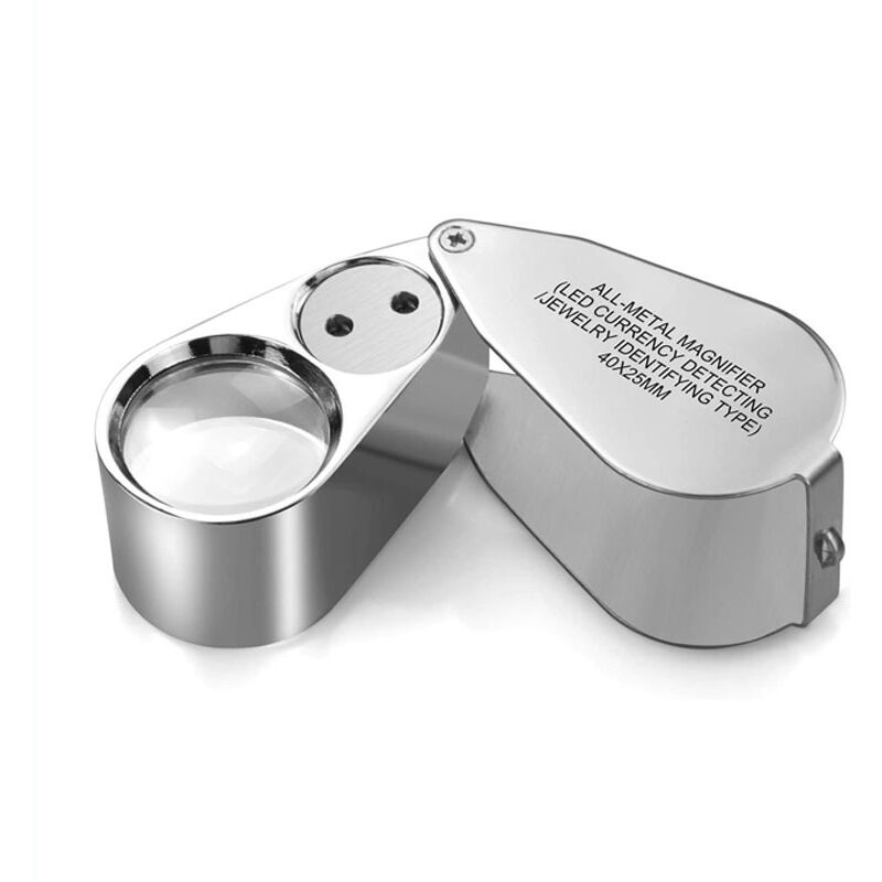 Crea Juwelierlupe 40x, Aus Metall, Mit Led-uv-beleuchtung, Faltbare Lupe Zur Münz- Und Schmuckidentifizierung.