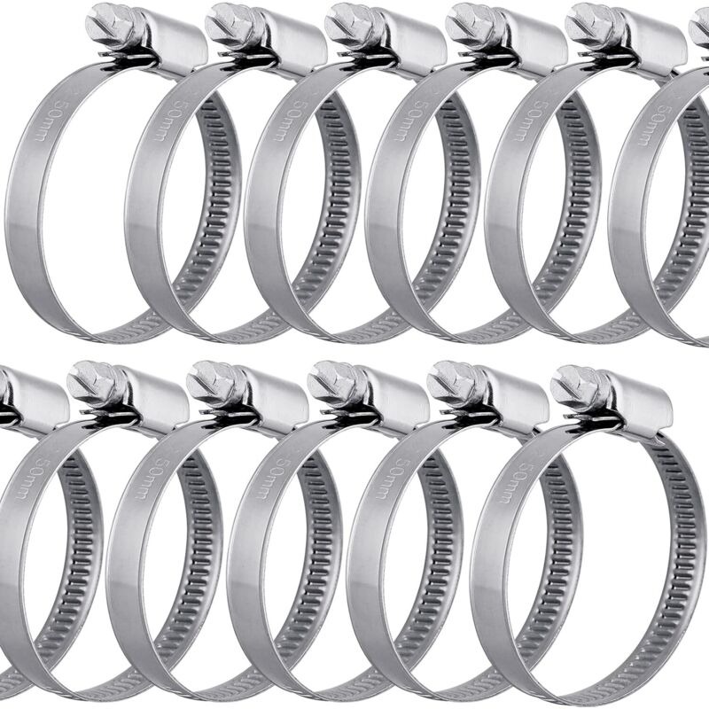 12 Edelstahl-schlauchschellen, 32–50 Mm Bandbreite, 9 Mm – Premiumqualität Nach Din 3017 (w4), Rohrbefestigung