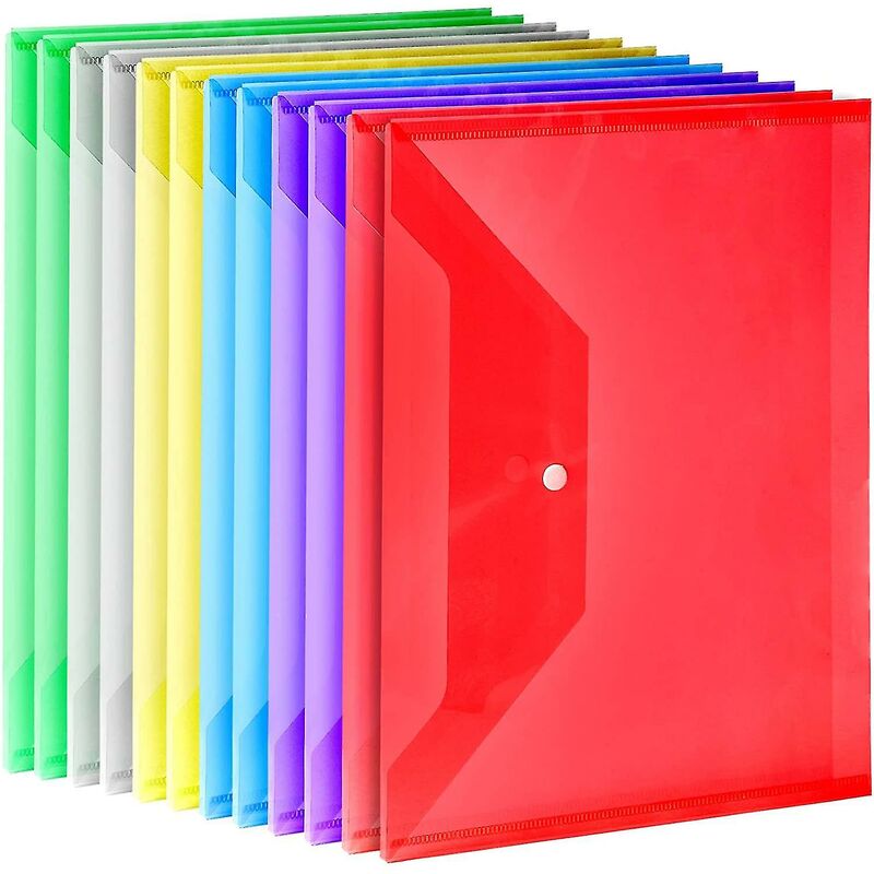 Crea 12er-pack Plastikumschläge, A4 Klarsichthülle Mit Druckknöpfen, 6 Farben