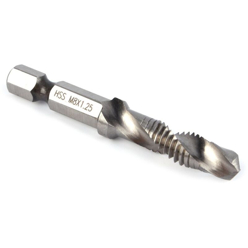 M8 Kombinationsbohrer-gewindebohrer-set, Hss-sechskant-metrisch, Entgratungs-fräser, Metrisches Bohrer-set, 1/4"-werkzeug, Gewindebohrer