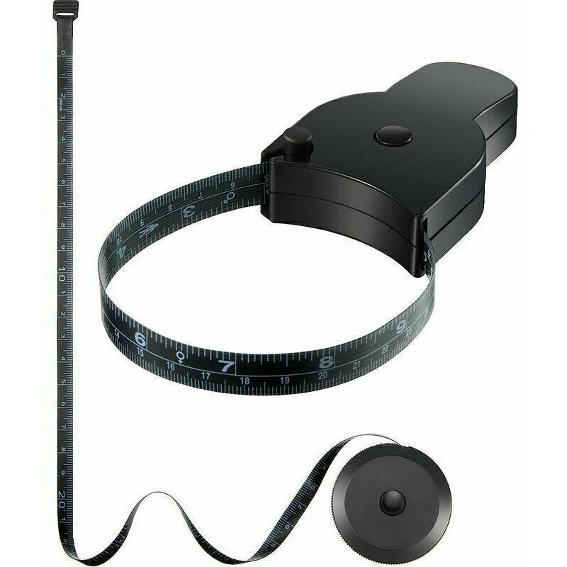 Set Mit 2 Körpermaßbändern, 152 Cm Langes Stoffmaßband, Inklusive Verriegelungsstift Und Per Knopfdruck Einziehbarem Maßband, Schwarz