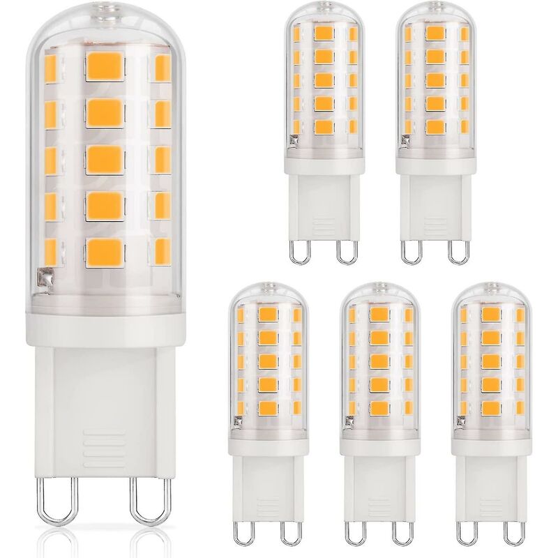 Crea 6er-pack G9 Led-lampen, 3 W, 430 Lm, Entspricht 40 W Halogen, Warmweiß (3000 K), 220–240 V, Cri 85, Nicht Dimmbar, Energiesparend, Keramiksockel, Standard-g9-fassung