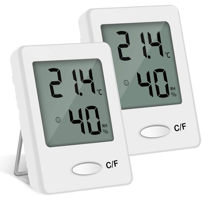 2 Stück Lcd-digitalthermometer/hygrometer Für Den Innenbereich, Hochpräzise, Tragbare Temperatur- Und Feuchtigkeitsmessung (weiß)