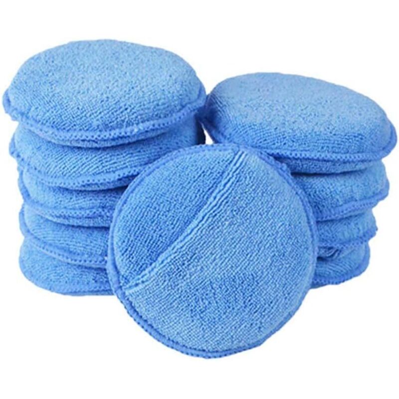 Set Mit 10 Mikrofaser-applikatorpads Für Autowachs Mit Runden, Elastischen Schwammpolierpads Für Verschiedene Autodurchmesser, Blau - Fei Yu