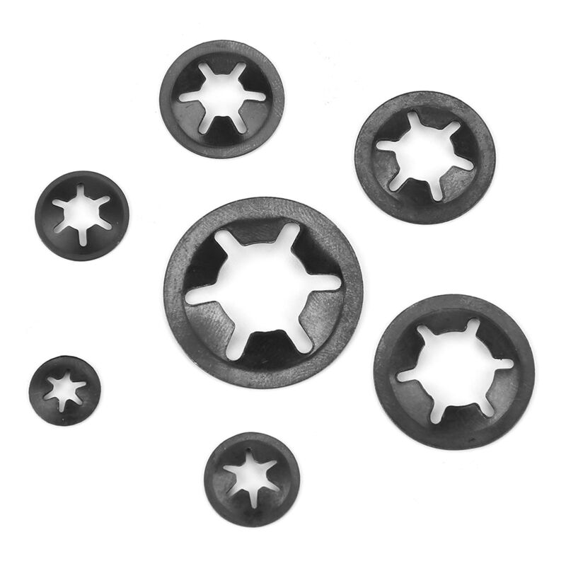 260 Stück Manganstahl-aufsteck-sicherungsscheiben, Satz Sicherungsscheiben, 3/4/5/6/8/10/12 Mm Flachscheiben