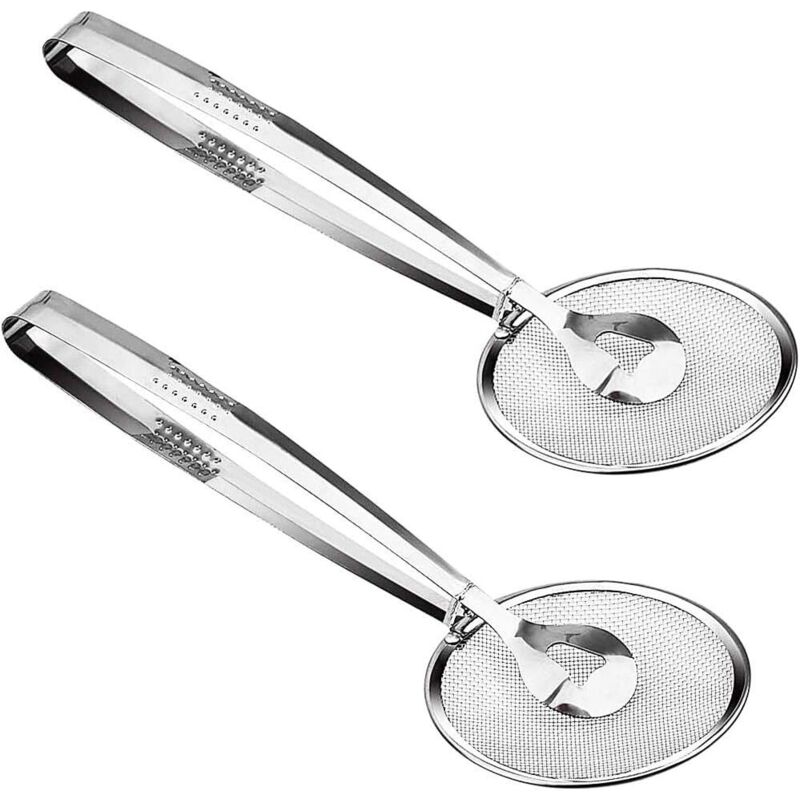 Multifunktionaler Küchenfilterlöffel (2-teilig), Sieb Mit Griff, Lebensmittelechtes Edelstahlsieb, Ölfilter, Bratenfilter, Grillfilter, Salatfilter – Fei Yu