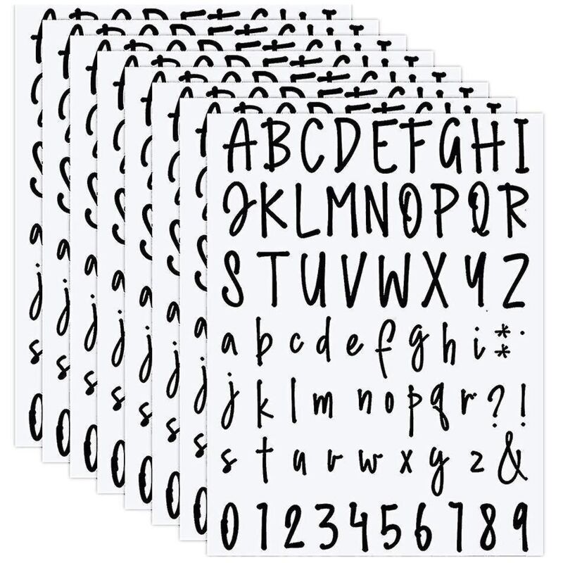 Set Mit 8 Bögen Selbstklebender Vinylbuchstaben Und -zahlen, Buchstaben- Und Zahlenaufkleber, Diy-aufkleber, Vorratskammer