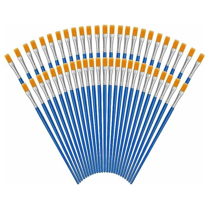 Blaue Pinsel (50er-set) – Acryl-, Aquarell- Und Ölpinsel Mit Nylonborsten Und Kunststoffgriffen – Kleine, Dünne, Flache Pinsel – Kunst Und Handwerk